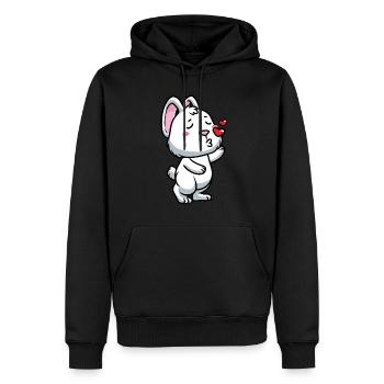 Weißes Kaninchen Emoticons Hase - Männer Premium Bio Hoodie - Schwarz - Vorne - Nico (187cm)