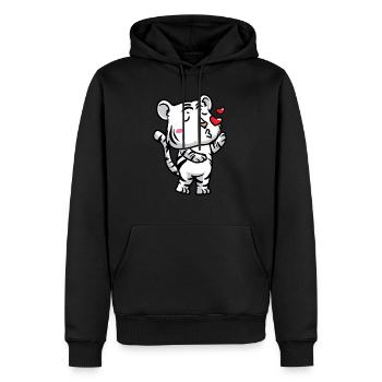 Tigre blanc Emoticon Tigre du Bengale - Sweat à capuche Premium bio Homme - noir - Devant - Nico (187cm)