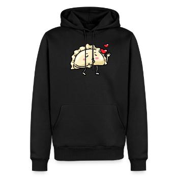 Pierogi Kawaii Emoticon Cuisine polonaise - Sweat à capuche Premium bio Homme - noir - Devant - Nico (187cm)