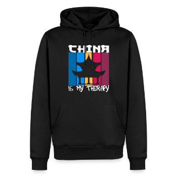 China is my Therapie - Männer Premium Bio Hoodie - Schwarz - Vorne - Nico (187cm)