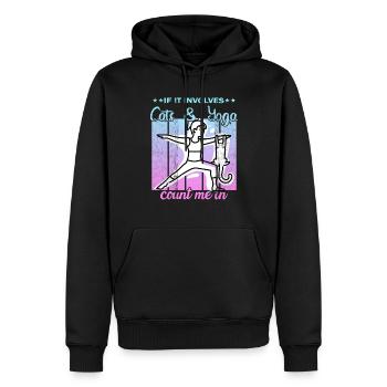 If It Involves Cats & Yoga count me in - Men’s Premium Organic Hoodie - black - Front - Nico (187cm)