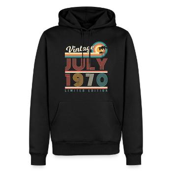 Millésime 1970 en juillet - Sweat à capuche Premium bio Homme - noir - Devant - Nico (187cm)