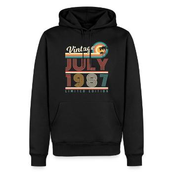 Baujahr Juli 1987 - Männer Premium Bio Hoodie - Schwarz - Vorne - Nico (187cm)