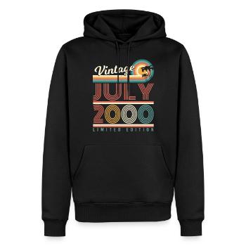 Meilleur mois de naissance Juillet 2000 - Sweat à capuche Premium bio Homme - noir - Devant - Nico (187cm)