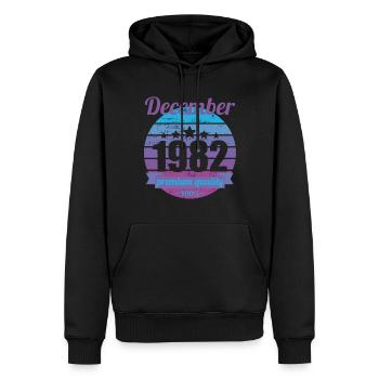 Né en décembre 1982 40 ans 40s 40e anniversaire - Sweat à capuche Premium bio Homme - noir - Devant - Nico (187cm)