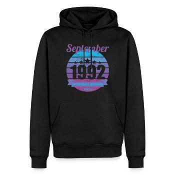 Geboren September 1992 30 Jahre 30er 30.Geburtstag - Männer Premium Bio Hoodie - Schwarz - Vorne - Nico (187cm)