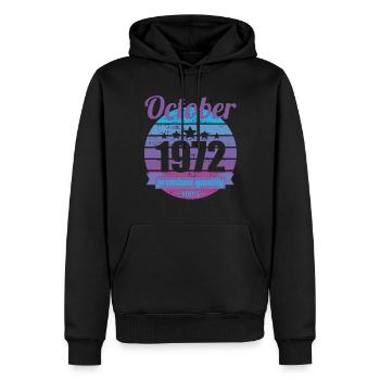 Né en octobre 1972 50 ans 50s 50e anniversaire - Sweat à capuche Premium bio Homme - noir - Devant - Nico (187cm)