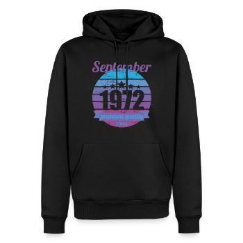 Né en septembre 1972 50 ans 50s 50e anniversaire - Sweat à capuche Premium bio Homme - noir - Devant - Nico (187cm)