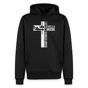 Canoë Canoë Jesus Cross Vintage - Sweat à capuche Premium bio Homme - noir - Devant - Nico (187cm)