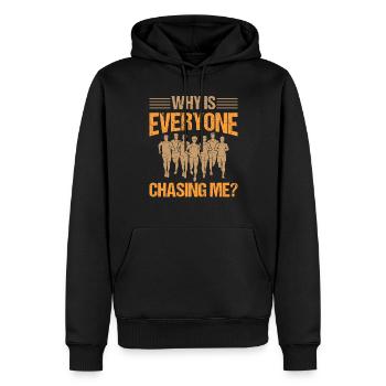 Why is Everyone Chasing Me - Marathon Running - Männer Premium Bio Hoodie - Schwarz - Vorne - Nico (187cm)