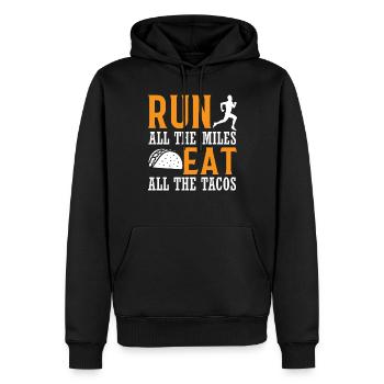 Run All The Miles Eat All The Tacos - Marathon Run - Sweat à capuche Premium bio Homme - noir - Devant - Nico (187cm)