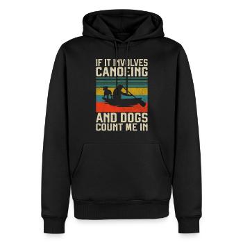 Canoe Canoeing Dog Vintage Retro - Men’s Premium Organic Hoodie - black - Front - Nico (187cm)