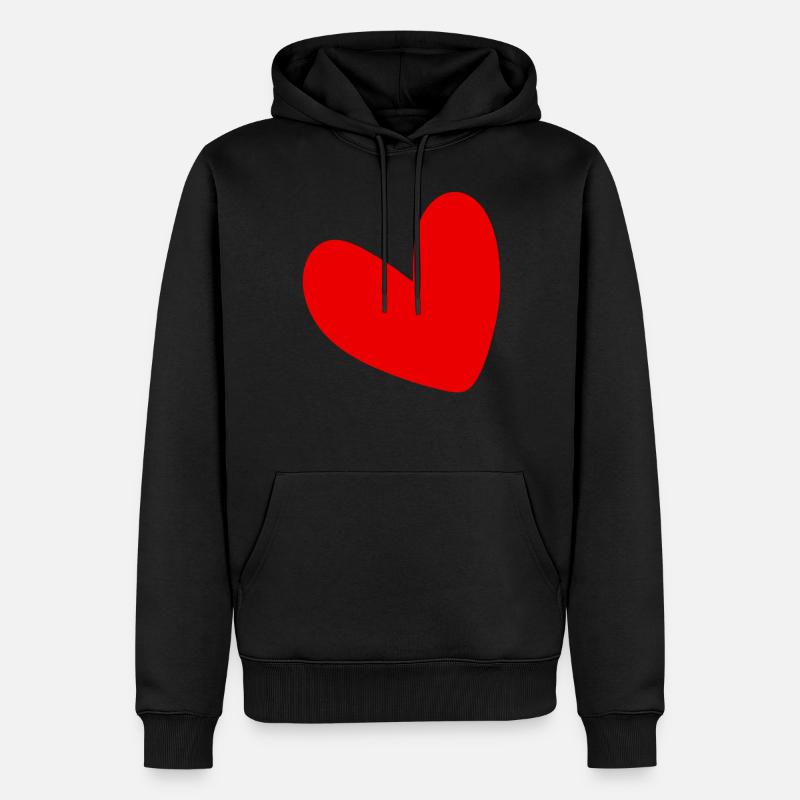 Rotes Herz - Männer Premium Bio Hoodie - Schwarz