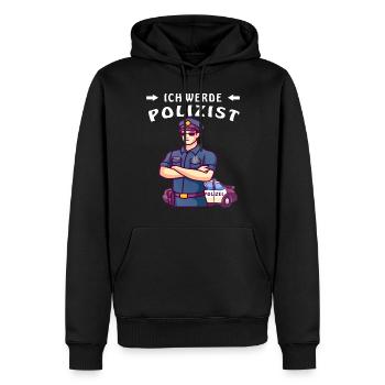 JE DEVIENS POLICIER - Sweat à capuche Premium bio Homme - noir - Devant - Nico (187cm)