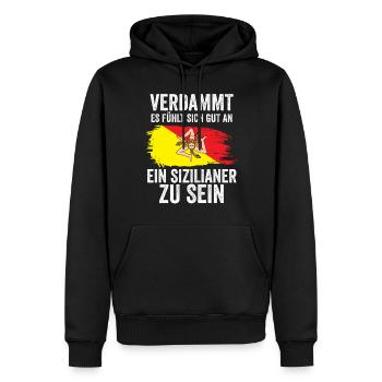 Sicilia Sizilien Sizilianer Sizilianisches - Männer Premium Bio Hoodie - Schwarz - Vorne - Nico (187cm)
