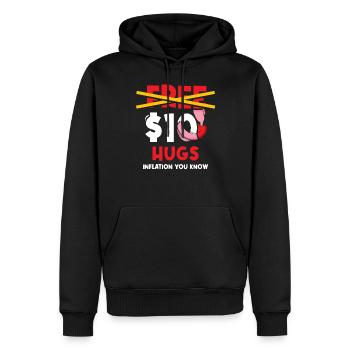 Stagflation d’inflation gratuite de 10 $ - Sweat à capuche Premium bio Homme - noir - Devant - Nico (187cm)