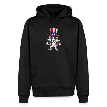 Patriotic Monkey Drapeau américain 4 juillet - Sweat à capuche Premium bio Homme - noir - Devant - Nico (187cm)