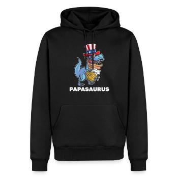Patriotic Day Papa Dinosaur 4th Of July Dino - Männer Premium Bio Hoodie - Schwarz - Vorne - Nico (187cm)