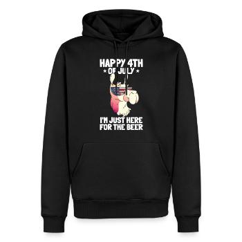 Patriotic Llama Joyeux 4 juillet je suis juste ici - Sweat à capuche Premium bio Homme - noir - Devant - Nico (187cm)