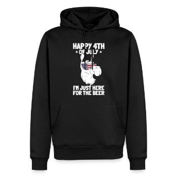 Joyeux 4 juillet, je suis juste ici pour la bière - Sweat à capuche Premium bio Homme - noir - Devant - Nico (187cm)