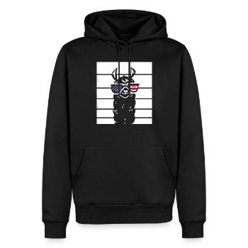 Lama patriotique avec lunettes de soleil Drapeau américain 4th Of - Sweat à capuche Premium bio Homme - noir - Devant - Nico (187cm)