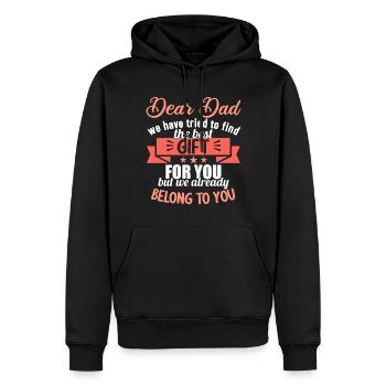 Cher papa, nous avons essayé de trouver le meilleur cadeau - Sweat à capuche Premium bio Homme - noir - Devant - Nico (187cm)