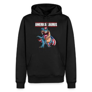Parti patriotique Dino America Saurus 4 juillet - Sweat à capuche Premium bio Homme - noir - Devant - Nico (187cm)