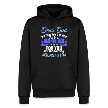 Cher papa, nous avons essayé de trouver le meilleur cadeau - Sweat à capuche Premium bio Homme - noir - Devant - Nico (187cm)