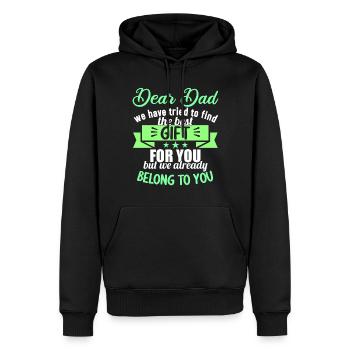 Cher papa, nous avons essayé de trouver le meilleur cadeau - Sweat à capuche Premium bio Homme - noir - Devant - Nico (187cm)