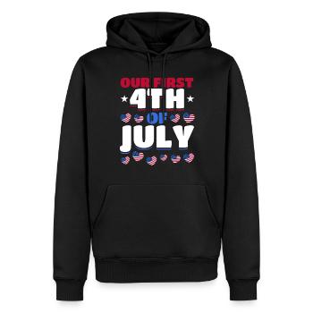 American Flag Hearts 4th Of July Party Our First - Männer Premium Bio Hoodie - Schwarz - Vorne - Nico (187cm)