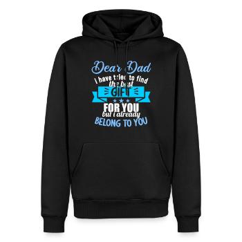 Cher papa, j’ai essayé de trouver le meilleur cadeau - Sweat à capuche Premium bio Homme - noir - Devant - Nico (187cm)