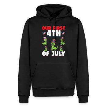 Patriotic Dino Patriotic Dinosaur Our First 4th Of - Männer Premium Bio Hoodie - Schwarz - Vorne - Nico (187cm)