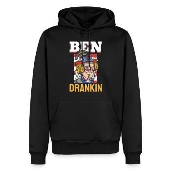 Ben Drankin Drôle Benjamin Quote Bière 4 juillet - Sweat à capuche Premium bio Homme - noir - Devant - Nico (187cm)