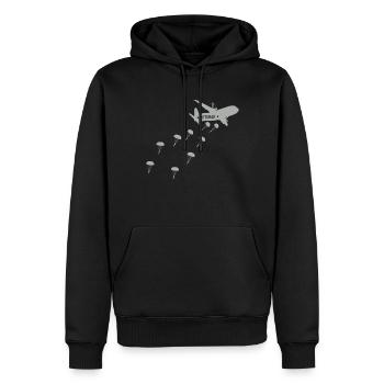 Saut d’avion vétéran parachutiste - Sweat à capuche Premium bio Homme - noir - Devant - Nico (187cm)
