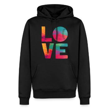 Baseball Fan Watercolor Love - Männer Premium Bio Hoodie - Schwarz - Vorne - Nico (187cm)