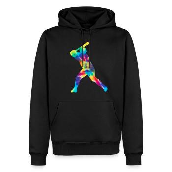 Baseball Fan Tie Dye Batter - Men’s Premium Organic Hoodie - black - Front - Nico (187cm)