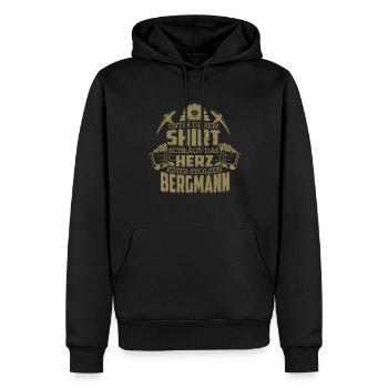 Bergmannn Shirt das Herz eines stolzen Bergmann - Männer Premium Bio Hoodie - Schwarz - Vorne - Nico (187cm)