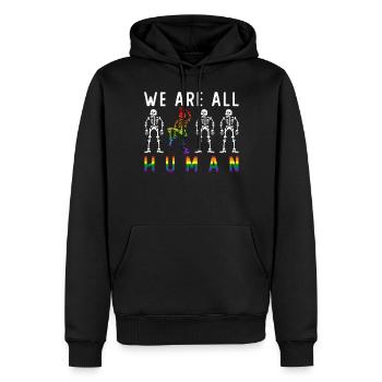 We Are All Human - Männer Premium Bio Hoodie - Schwarz - Vorne - Nico (187cm)