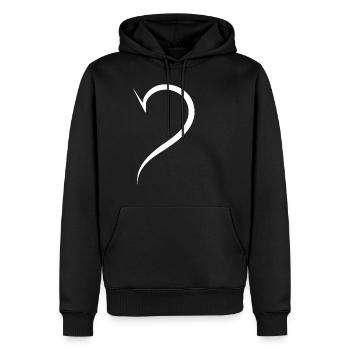 Cool Half Heart Blanc - Sweat à capuche Premium bio Homme - noir - Devant - Nico (187cm)