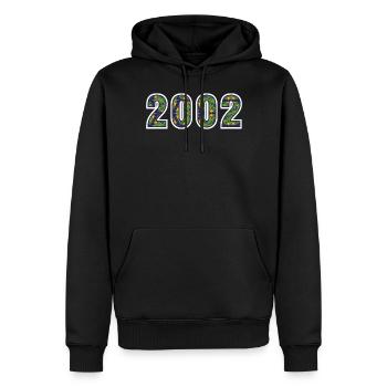 2002 Année Verte - Sweat à capuche Premium bio Homme - noir - Devant - Nico (187cm)
