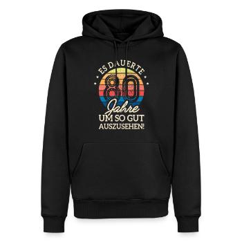 Es Dauerte 80 Jahre Gut Auszusehen 80. Geburtstag - Männer Premium Bio Hoodie - Schwarz - Vorne - Nico (187cm)