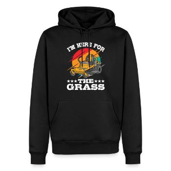 Jardinage ici pour l’entretien de la pelouse - Sweat à capuche Premium bio Homme - noir - Devant - Nico (187cm)