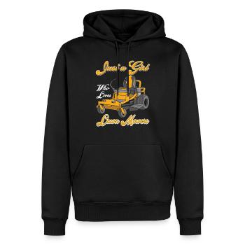 Just a Girl Who Loves Lawn Mowers Lawn Care - Men’s Premium Organic Hoodie - black - Front - Nico (187cm)