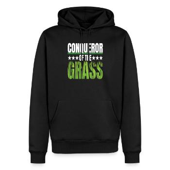 Rasenmäher Conqueror of the Grass Rasenpflege - Männer Premium Bio Hoodie - Schwarz - Vorne - Nico (187cm)