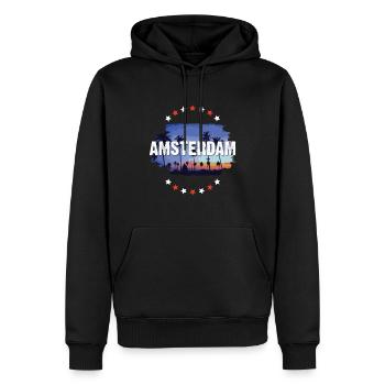 Amsterdam - Männer Premium Bio Hoodie - Schwarz - Vorne - Nico (187cm)
