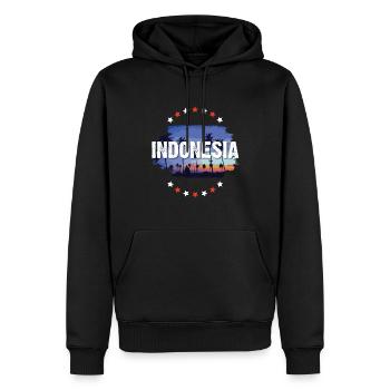 Indonesia - Männer Premium Bio Hoodie - Schwarz - Vorne - Nico (187cm)