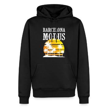 Mode Barcelone - Sweat à capuche Premium bio Homme - noir - Devant - Nico (187cm)