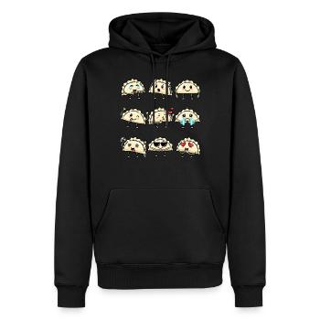 Pierogi Kawaii Emoticon Cuisine polonaise - Sweat à capuche Premium bio Homme - noir - Devant - Nico (187cm)