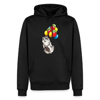 Ragdoll Katze Luftballons Katzenliebhaber - Männer Premium Bio Hoodie - Schwarz - Vorne - Nico (187cm)