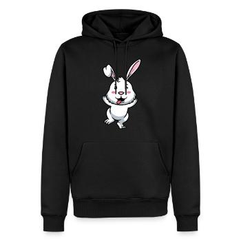 Weißes Kaninchen Emoticon Hase - Männer Premium Bio Hoodie - Schwarz - Vorne - Nico (187cm)